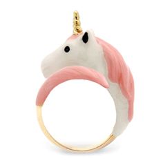 Mini Unicorn Ring Pink– GOOD AFTER NINE Fairy Ideas, Unicorn Ring, Swimming Ring, Pink Ring, Awesome Stuff, Most Romantic, Adjustable Ring, Custom Rings, Polished Brass