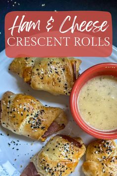 Ham and Cheese Crescent Rolls on a plate. Deli Ham Recipes Dinner, Deli Ham Recipes, Ham Leftovers, Cheese Crescent Rolls, Holiday Ham, Deli Ham, Ham Cheese