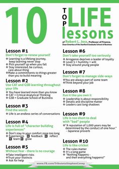 the ten lessons to life lessons poster