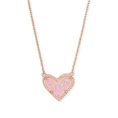 Feminine and classic with an asymmetrical design, the Ari Heart Rose Gold Pendant Necklace in Light Pink Drusy is our new obsession. Layer it or let it shine on its own - either way you'll be hearing "Where'd you get that?" every time you wear this pendant necklace out. Metal: 14k Rose Gold Plated Over Brass Material: Pink Drusy Closure: Lobster Clasp Size: 0.49" L x 0.57" W Pendant On 15"L Chain + 2" Extender Please note: Due to the one-of-a-kind nature of the medium, exact colors and patterns Short Pendant Necklace, New Obsession, Let It Shine, Asymmetrical Design, Shine On, Kendra Scott, Heart Pendant, Light Pink, Pendant Necklace