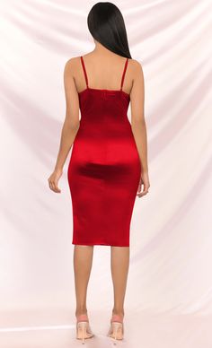 Extra Skin, Bodycon Midi Dress, Party Look, Bodycon Midi, Red Satin, Party Looks, Midi Dress Bodycon, Perfect Party, Indian Fashion