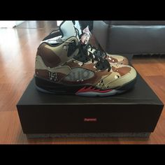 Brand New Ds Pair Of Supreme Jordan Camo 5s Jordan 5s, Amazon Finds, Jordan Shoes, Womens Shoes Sneakers, Limited Time, Camo, Jordan, Shoes Sneakers, Size 10