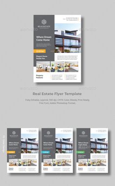 a set of three flyers for real estate