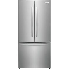 a stainless steel refrigerator freezer with two doors