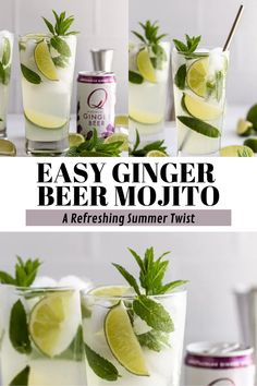 the recipe for easy ginger beer mojits is shown