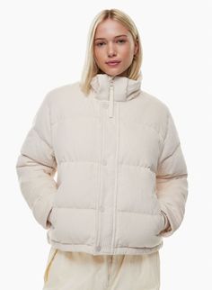 THE SUPER PUFF™ SHORTY | Aritzia Aritzia Puffer Jacket, Aritzia Puffer, Aritzia Super Puff, The Super Puff, Super Puff, Denim Vans, Down Puffer Jacket, Easy Shape, Corduroy Fabric