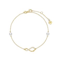 💕 STYLISH DESIGN 💕 The infinity sign means always and forever, the 14k real gold infinity pearl bracelet designed by FANCIME is a symbol of eternal love and friendship. Adjustable design 6.7”+0.59''+0.59” extend chain, adjusts to fit most wrists. 💕 FINE JEWELRY 💕 The FANCIME Solid 14k Gold Bracelet is well crafted in 14k gold with Au585 stamp. (In real 14 carat gold, not just covering). Two freshwater cultured pearls make this bracelet more elegant and luxury. All metals are lead free, nicke Elegant Infinity Bracelets For Wedding, Elegant Yellow Gold Infinity Bracelet, Elegant Wedding Infinity Bracelets, Gold Infinity Bracelet, Infinity Sign, Gold Link Bracelet, Butterfly Bracelet, Bracelet Online, Real Pearls