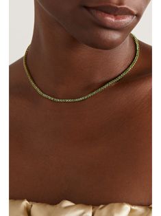 ROXANNE FIRST 14-karat gold tsavorite tennis necklace | NET-A-PORTER Chain Stack, Tennis Necklace, Green Necklace, Vibrant Green, Net A Porter, Jewellery And Watches, Luxury Design, Porter, Tennis