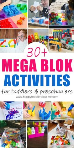 mega block activities for toddlers and preschoolers to do at home or in the classroom