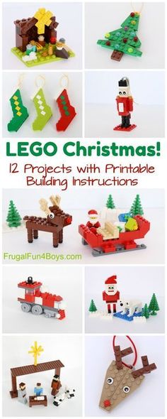 lego christmas ornaments with instructions to make them look like they are made out of legos