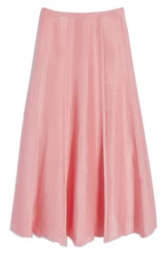 This elevated midi skirt is crafted from a silk-enriched blend and designed with vertical panels for a flared silhouette. 51% linen, 18% lyocell, 16% silk, 15% polyester Machine wash, tumble dry Imported Silk A-line Flowy Skirt, Spring Silk A-line Skirt, Spring Silk A-line Maxi Skirt, Silk Maxi Skirt With Full Lined Skirt, Silk Lined Full Maxi Skirt, Silk Full Maxi Skirt With Lining, Full Silk Maxi Skirt With Lining, Summer Silk Maxi Skirt With Voluminous Fit, Spring Silk Flared Skirt