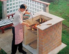 a man is cooking on an outdoor grill