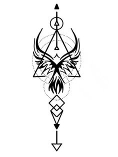 a black and white tattoo design with an arrow