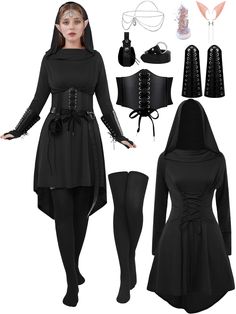 PRICES MAY VARY. Complete Medieval Costume Set: This women renaissance costume set includes what you need for an authentic medieval look: 1 renaissance dress, 1 elastic waist belt, 1 leather belt, 1 pair of leather gloves, 1 leather pouch, 1 pair of stockings,2 elf ears, 1 elf headpiece, 2 earrings, and 1 box of face glitter. With 10 items in total, it's great for costume parties and role-playing events. High-quality Materials for Comfort: Our women elf costume is made primarily from polyester a Elf Accessories, Elf, Elastic, Halloween, Design