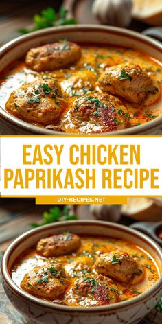 easy chicken paprikash recipe in a bowl