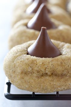 chocolate covered cookies lined up on a rack