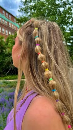 Pin by Byron King  - bubble braid hairstyle half up half down for long hair Rainbow Party Outfit Women, Pride Fest Outfit Ideas, Pride Outfits Women, Pride Inspired Outfits, Bubble Braid Ideas, Ponytail Bubble Braid, Half Up Bubble Braid, Pride Hairstyles, Pride Outfit Ideas Women