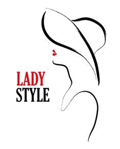 the lady's profile is drawn in black and white with red lettering on it