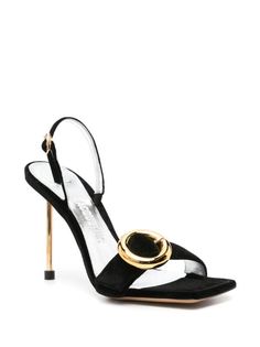 Jacquemus 105mm Velvet Sandals - Farfetch Luxury Slingback Sandals With Single Toe Strap For Parties, Evening Sandals With Ankle Strap And Gold-tone Hardware, Formal High Heel Sandals With Gold-tone Hardware, Chic Formal Sandals With Gold Buckle, Chic Evening Heels With Gold Buckle, Luxury Evening Slingback Sandals With Single Toe Strap, Open Toe Slingback Pumps With Buckle Closure For Party, Elegant Open Toe Sandals With Gold Buckle, Luxury Formal Slingback Sandals With Heel Loop