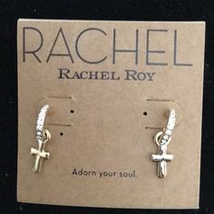 Rachel Roy, Goldtone Small Cross Earrings Hamsa Earrings, Brass Hoop Earrings, Mini Earrings, Earring Box, Moon Studs, Crystal Hoop Earrings, Gold Flecks, Heart Dangle Earrings, Star Earrings Stud