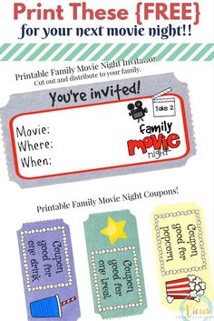 the printable movie night coup sheet is for children to use on their own project