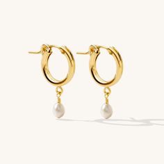 Pearls aren't just for special occasions - add a touch of luxury to your every day with our Pearl Drop Hoop Earrings. As you put on these earrings, you'll feel a sense of confidence and grace that will radiate from within. Get ready to receive compliments left and right when you wear them. These are the kind of hoops you put in and never take out, and you don't need to! They're made of gold filled or sterling silver, so you can wear them 24/7 - even in the gym & shower. Whether you're dressing u Ready To Receive, Love Knot Ring, Drop Hoop Earrings, Pearl Drop Necklace, Gold Filled Ring, Matching Jewelry, Threader Earrings, In The Gym, Birthstone Charms