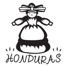 a black and white drawing of a stuffed animal with the words honduras on it