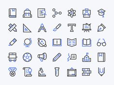 a set of line icons with different shapes and sizes