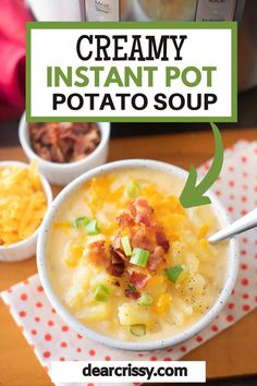 creamy instant pot potato soup with bacon and cheese