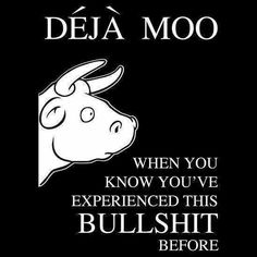 a black and white photo with the words deja moo on it