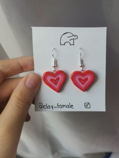 Arcilla de secado al aire Terracota Clay Crafts, Earrings Made Of Clay, Cute Handmade Heart Earrings For Gift, Aesthetic Heart Earrings, Handmade Heart-shaped Cute Earrings, Fimo Clay Earrings, Kawaii Clay Earring Ideas, Aretes Aestethic E-girl