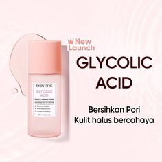 SKINTIFIC Glycolic Acid Daily Clarifying Toner 80ml A mild exfoliating toner that is formulated to be safe for use every day. Contains the best quality Glycolic Acid to help brighten the skin. The Glycolic Acid content helps fight acne and rashes that appear on facial skin. Supported by Niacinamide and Lactobionic Acid to encourage effectiveness in reducing the appearance of pores, leaving skin radiant and smooth. Equipped with 5X Ceramides to maintain and repair the skin barrier Benefit: Fights Exfoliating Toner, Skin Care Cleanser, Natural Exfoliant, Cleanser And Toner, Skin Barrier, Glycolic Acid, Uneven Skin Tone, Acne Prone Skin, The Skin