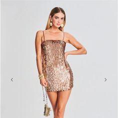 Nwt. This Dress Is So Pretty! It Was Just A Bit Big For My Daughter And We Missed The Return Window. Luxury Mini Dress For Date Night During Party Season, Chic Champagne Mini Dress For Night Out, Glamorous Champagne Sequin Dress For Holiday Party, Elegant Champagne Sequin Dress For Date Night, Gold Sequin Dress For Night Out, Gold Sequin Dress For Night Out Evening, Gold Sequin Evening Dress For Night Out, Glamorous Gold Sequin Dress For Holiday Party, Chic Champagne Sequin Dress