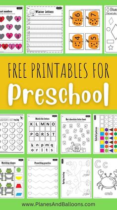 printable worksheets for preschool and homeschool with the text free printables for preschool