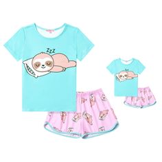 PRICES MAY VARY. Matching Girls&Doll unicorn pajama sets for girls, short sleeve, crew neck Soft and lightweight cottony fabric keeps her comfy Stretchy material and elasticized waistbands make the pajamas set easy to slip on/off. These unicorn pjs sets are great for loungewear/ nightwear/ slumber party Includes girls&dolls short sleeve tee and matching shorts for a complete bedtime look Girls Pj Sets 3T-12Y Cotton Cartoon Print Sleepwear For Pajama Party, Kawaii Cotton Sleepwear For Summer, Kawaii Cotton Sets For Sleepover, Kawaii Cotton Sleepwear For Bedtime, Cute Cotton Sleepwear With Cartoon Print, Kawaii Cotton Sleepover Sets, Short Sleeve T-shirt With Letter Print For Pajama Party, Cartoon Print Cotton Sleepwear For Summer, Pink Cotton Sleepwear With Cartoon Print