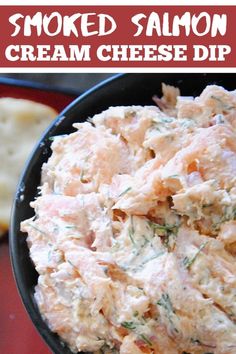 smoked salmon cream cheese dip in a black bowl