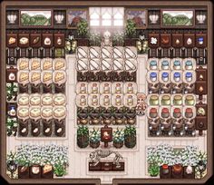 an overhead view of a kitchen and dining area in the legend of zeolim