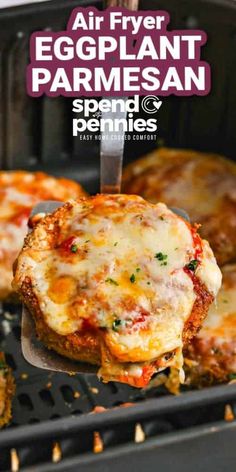 air fryer eggplant parmesan chicken patties on the grill with text overlay