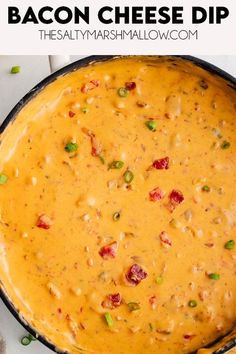 the best bacon cheese dip recipe is in a skillet and ready to be eaten