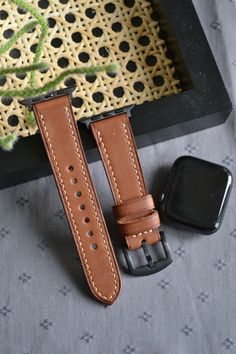 A Genuine Handmade Tan Brown Leather Apple Watch Strap. Compatible with Apple Watch 38mm, 40mm, 41mm, 42mm, 44mm, 45mm, 49 mm watch ultra / Compatible with Apple Watch Series 8, 7, 6, 5, 4, 3, 2, 1, SE / great leather apple watch gift for women and men Tan Brown Leather Apple Watch Strap / Apple Watch Leather Band  / apple leather watch band ✔️Our watch bands are suitable for all Apple Watch series; 1, 2, 3, 4, 5, 6, 7 8 and SE ✔️ All our leather straps are made with high quality, long lasting a Watch Strap Design, Apple Watch Cuff, Leather Watch Cuff, Apple Watch 8, Blue Leather Wallet, Apple Leather, Apple Watch Series 8, Apple Watch Leather, Apple Watch Leather Strap