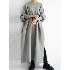 Season:Winter,Fall; Fabric:Polyester; Sleeve Length:Long Sleeve; Look After Me:Machine wash; Gender:Women's; Style:Daily,Basic,Active; Elasticity:Micro-elastic; Occasion:Going out,Holiday,Vacation,Weekend,Outdoor; Fit Type:Loose Fit; Dresses Type:Sweatshirt Dress,Casual Dress; Pattern:Pure Color; Design:Design; Neckline:Crew Neck; Front page:FF; Listing Date:10/31/2023; Production mode:Y-Back Suspender; Bust:; Length:; Shoulder Width:; Sleeve:; Waist:; Fit US Size:; Fit UK Size:; Fit EU Size:; D Solid Midi Dress, Sundress Casual, Pullover Mode, Dress Sleeve Styles, Round Neck Sweatshirts, Cotton Pullover, Long Sleeve Midi, Long Sleeve Midi Dress, Side Split