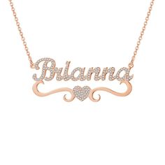 Sparkling Crystal Inlaid Name Necklace for Women Her Personalized Custom Gift Ideas in Rose Gold Color Customized Jewelry, Necklace Craft, Monogram Necklace, Butterfly Pendant, Custom Necklace, Personalized Necklace, Diamond Heart