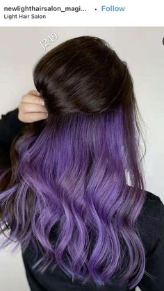 Hair 2023 Color, Purple Underneath Hair, Purple Peekaboo Hair, Underdye Hair, Purple Blonde