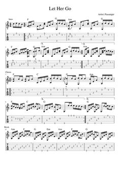 the guitar tab for let her go