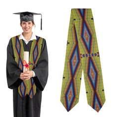 Be unique, expressive and stylish with this eye-catching vibrant custom graduation stole. • Material: 100% polyester, satin finish.• can be customized with your name, school name and your photos.• An ideal gift for anyone who will be graduating.• Size: 71.6 inch in total. Academic Graduation Stole, Customizable Graduation Stole For School, Custom Graduation Stole, Winter Dance, Graduation Stole, Handmade Belts, Star Quilts, Orange Shirt, Baby Boots