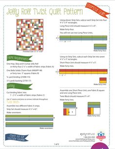 the jelly rock twist quilt pattern is shown in color and size, with instructions to make it