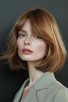 Peppiger Bob: 61+ frische Schnitte für Dynamik! - hairtastic.de Clean Haircut Women, Blonde Bob Long Bangs, Short Bob For Straight Hair, Bob Hairstyles Square Face, Ginger Bob With Curtain Bangs, French Bob With Fringe Round Face, Short Woman Hair, Flicked Out Bob, Slicked Back Bob Short Hair