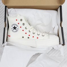 Rare Brand New With Tags Valentine’s Day “Crafted With Love” Platform Converse, Women’s Size 7. Viral Tik Tok Shoes No Longer Sold In Stores. Never Worn And Never Tried On. Item Will Ship With Original Box. Please Review All Pictures And If You Have Any Questions, Feel Free To Ask No Low Ball Offers Please. If These Do Not Sell At A Negotiable Price I’m Willing To Accept, I Will Be Keeping Them For Myself Cause They Are Too Cute! Whish List Ideas, Converse Women, Red Bottom Shoes, Nike Shoes Girls, Preppy Shoes, Converse Red, Kicks Shoes, Girls Converse, Platform Converse