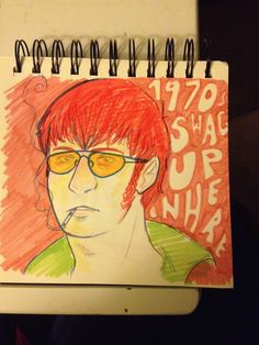 a drawing of a young man with glasses