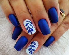 Blue Nail Art Ideas, Blue Nail Art Designs, Blue And White Nails, Coffin Nails Matte, Nail Art Designs Summer, Blue Nail Art, Blue Nail, Pretty Nail Art, Nail Art Ideas